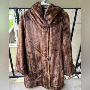 Luxurious Brown Faux Fur Coat